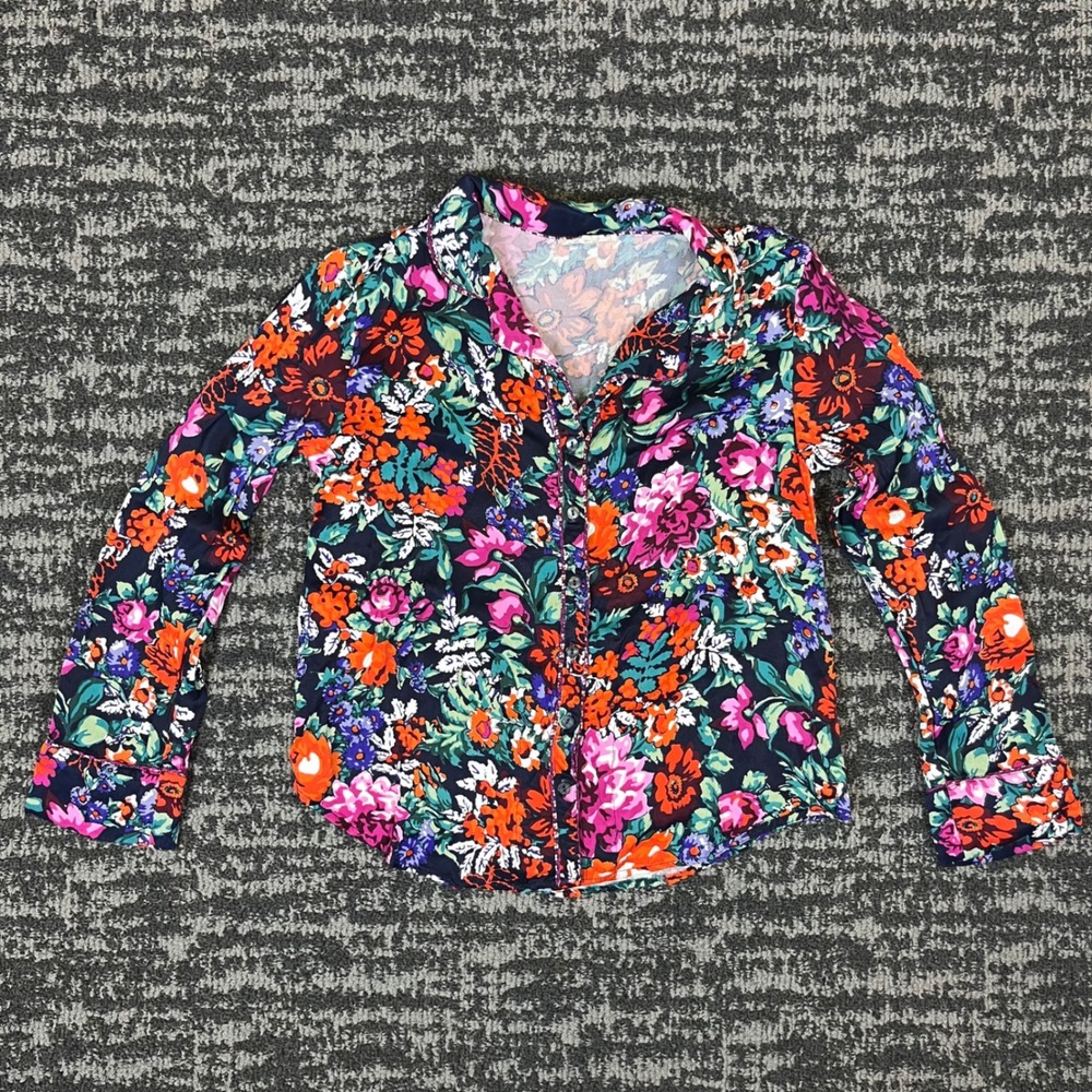 Floret Loved by Anthropologie Floral Button Down Blouse Shirt Multicolor Medium